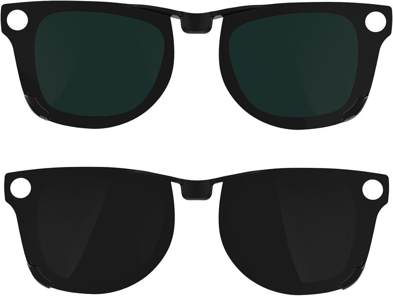 HIBLOKS 2 قطع مشبك مت polarized لراي بان ميتا وايفير RW4006 و Gen 2 RW4012 العادي (50-22)، مشبك تغيير اللون لراي بان ميتا وايفير Gen 2 لحماية عينيك، أنيق وعصري (أسود+أخضر) - Image 1